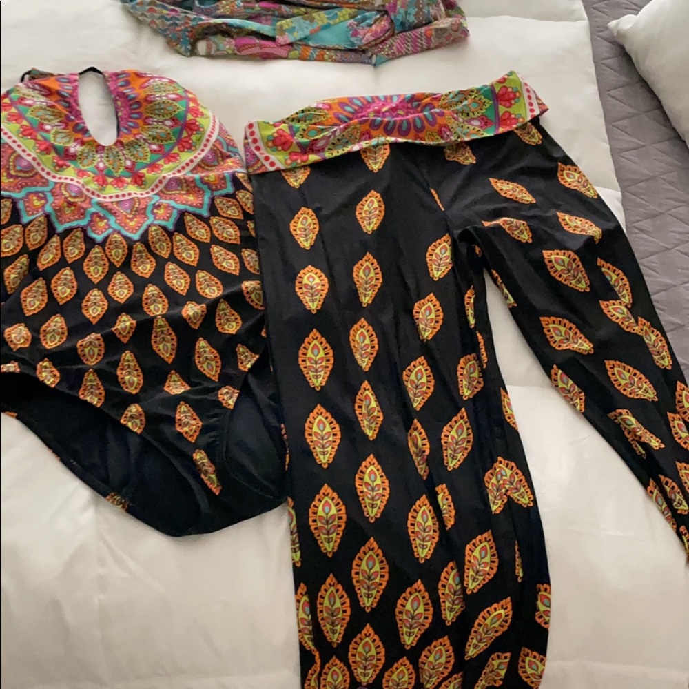 Trina Turk Moroccan Medallion swims w/ pants set